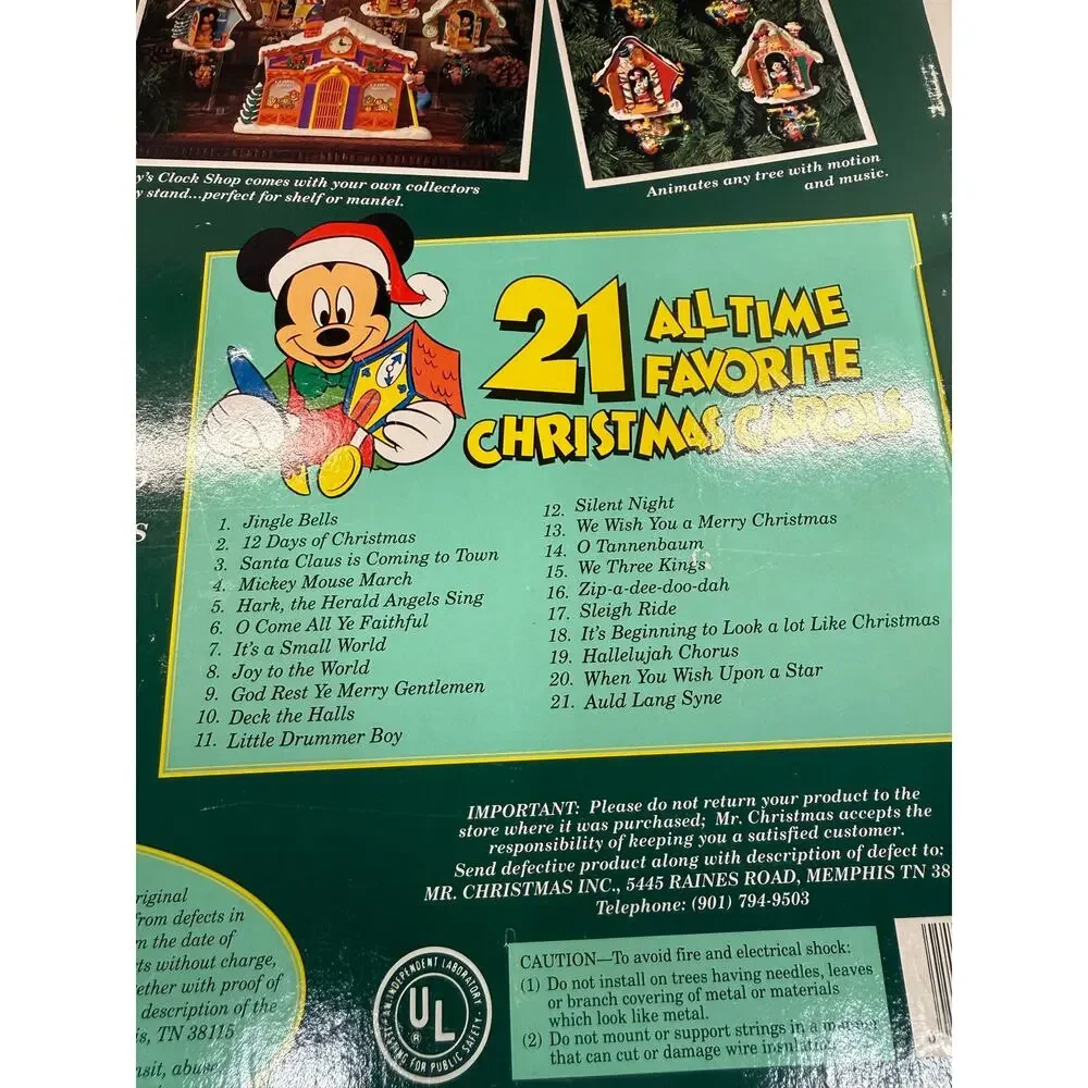 1993 Mr. Christmas Disney Mickey Mouse Clock Shop Animated Musical Display JL - Picture 6 of 7